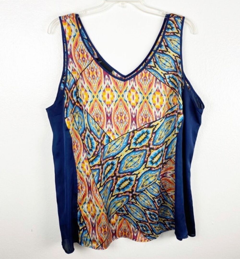 LaneāBryant Satin Cami Tank Top Blue Abstract Plus Size 22